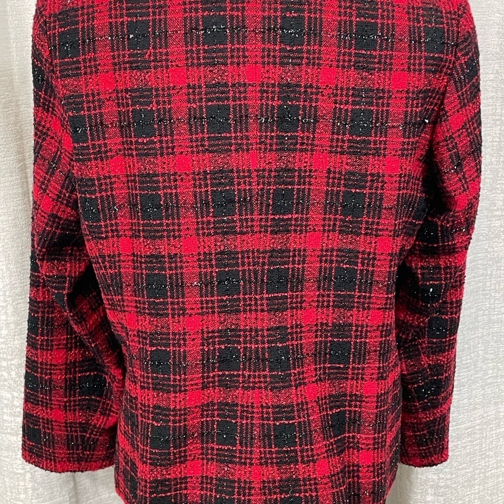 Preston & York Petites Red Plaid Wool-Blend Jacket | Size 14P - Picture 5 of 6